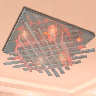 Plafondlamp met glazen stroken (vierkant / RGB / led)