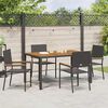 vidaXL Tuin eettafelset 5 pcs Zwart poly rattan