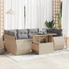 vidaXL 7-delige Loungeset met kussens poly rattan beige