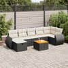 vidaXL 8-delige Loungeset met kussens poly rattan zwart