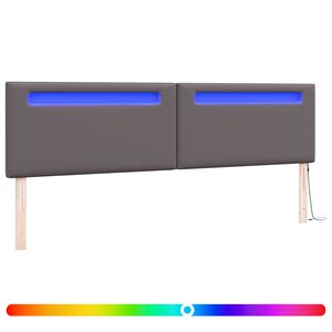 vidaXL LED Hoofdbord Grijs 200 cm Nep Leer