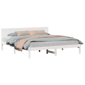 vidaXL Bedframe Wit 200 x 200 cm Massief grenenhout