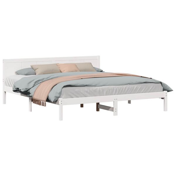 vidaXL Bedframe Wit 200 x 200 cm Massief grenenhout