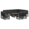 vidaXL Tuinbankenset 13 st Zwart en Donkergrijs poly rattan