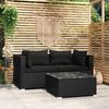 vidaXL 3-delige Loungeset met kussens poly rattan zwart