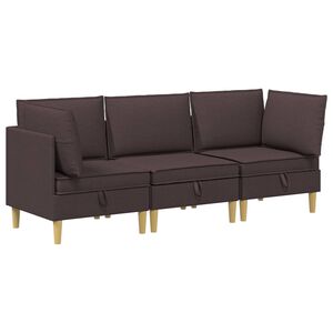 vidaXL Modulaire Sofa Set met Opslag 3 pcs Donkerbruin Stof