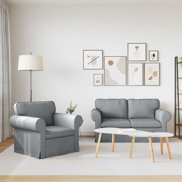 vidaXL Bank 2 pcs Lichtgrijs 155 x 82 x 80 cm Stof