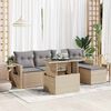 vidaXL 6-delige Loungeset met kussens poly rattan beige