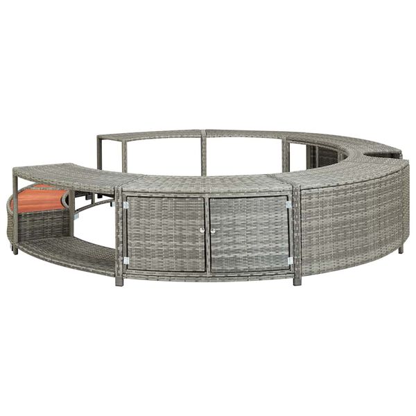 vidaXL Hottub-ombouw poly rattan grijs