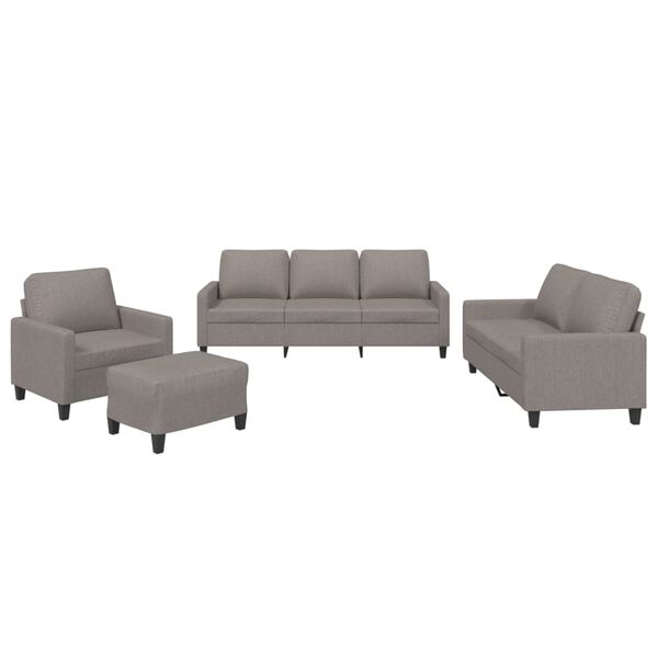 vidaXL 4-delige Loungeset met kussens stof taupe