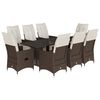 vidaXL 9-delige Bistroset met kussens poly rattan bruin