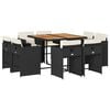 vidaXL 9-delige Tuinset poly rattan zwart
