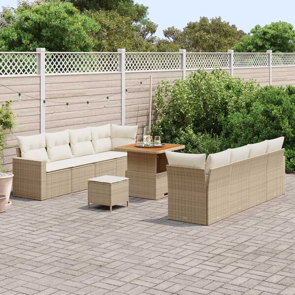 vidaXL Tuin Sofa Set met kussen 11 pcs beige en cr&egrave;mekleurig