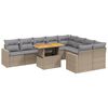 vidaXL 10-delige Loungeset met kussens poly rattan beige