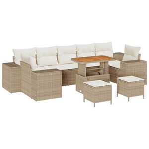 vidaXL Tuin Sofa Set met kussen met opslag 10 pcs Beige en Cr&egrave;me