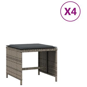 vidaXL Tuinkrukken 4 st met kussens 41x41x36 cm poly rattan grijs