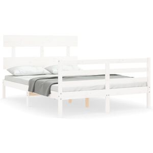 vidaXL Bedframe met hoofdbord massief hout wit 120x200 cm