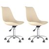 vidaXL Eetkamerstoelen 2 st draaibaar stof cr&egrave;mekleurig