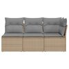 vidaXL Tuinbank 3-zits met kussens poly rattan beige