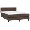 vidaXL Boxspring met matras en LED kunstleer bruin 140x200 cm