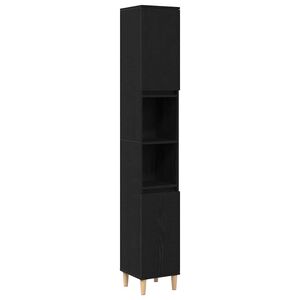 vidaXL Badkamer Kast Zwart Eiken 30 x 30 x 190 cm Bewerkt hout