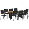 vidaXL Tuin eettafelset 9 st Zwart poly rattan