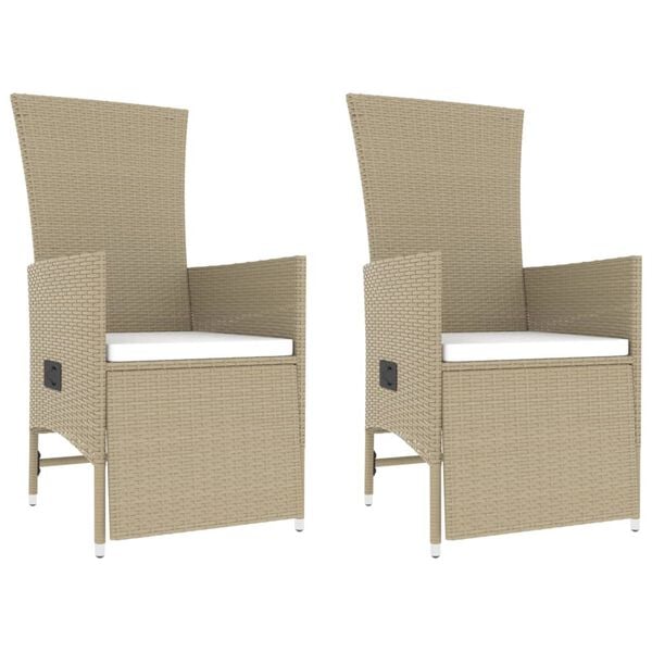 vidaXL 3-delige Loungeset poly rattan en staal beige