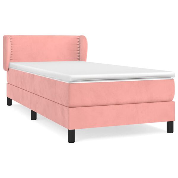vidaXL Boxspring met matras fluweel roze 80x200 cm