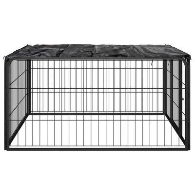 vidaXL Hondenkennel 4 panelen 100x50 cm gepoedercoat staal zwart