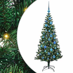 vidaXL Kunstmatig Voorverlicht Kerstboom Groen 150 cm PVC en Metaal