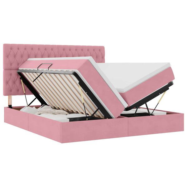 vidaXL Opslag bed met matras met hoofdeinde Roze 180 x 200 cm Fluweel