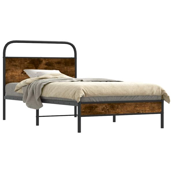 vidaXL Bedframe zonder matras bewerkt hout gerookt eiken 100x200 cm