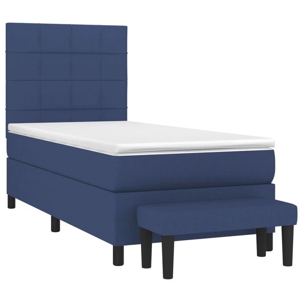 vidaXL Boxspring met matras stof blauw 90x190 cm