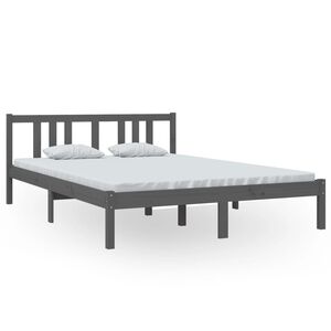 vidaXL Bedframe massief hout grijs 140x200 cm