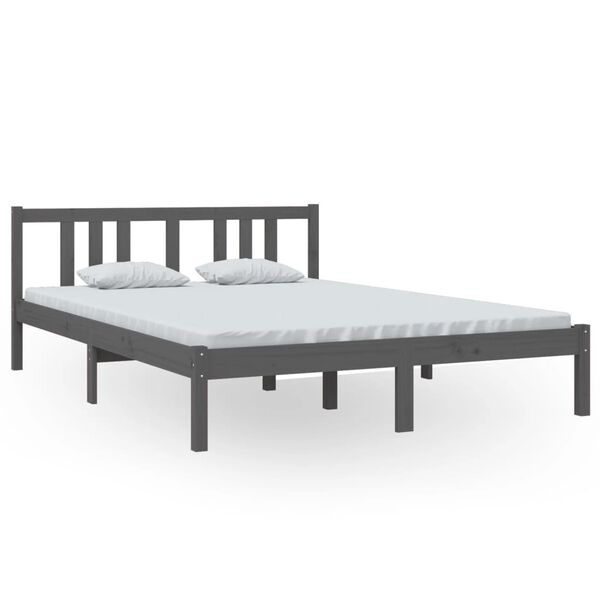 vidaXL Bedframe massief hout grijs 140x200 cm