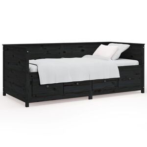 vidaXL Slaapbank 90x190 cm massief grenenhout zwart