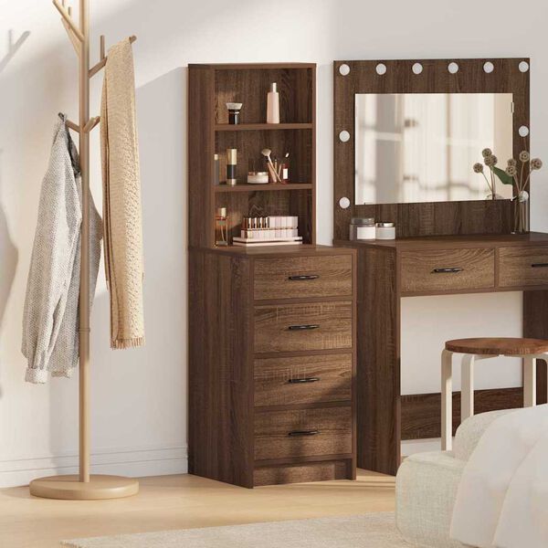 vidaXL Highboard bruin eikenkleur 40 x 41 x 135 cm Bewerkt hout