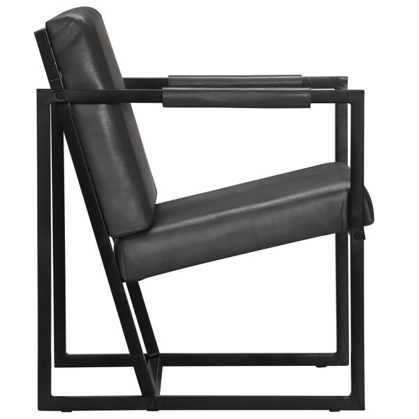 vidaXL Fauteuil echt leer grijs