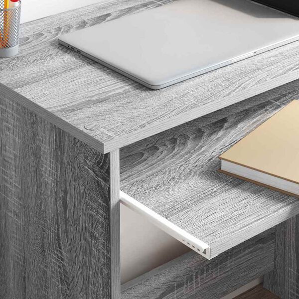 vidaXL Bureau met lade Grijs Sonoma 106 x 41 x 88.5 cm Bewerkt hout