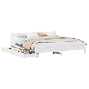 vidaXL Bedframe zonder matras massief grenenhout wit 180x200 cm