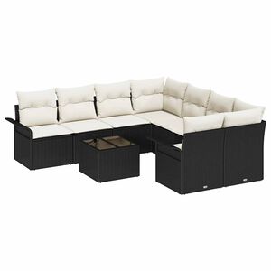 vidaXL Tuin Sofa Set 9 st Zwart poly rattan