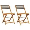 vidaXL Opklapbare stoelen, 2 stuks, grijs, massief acaciahout en touw