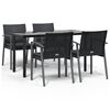 vidaXL 5-delige Tuinset met kussens poly rattan en staal