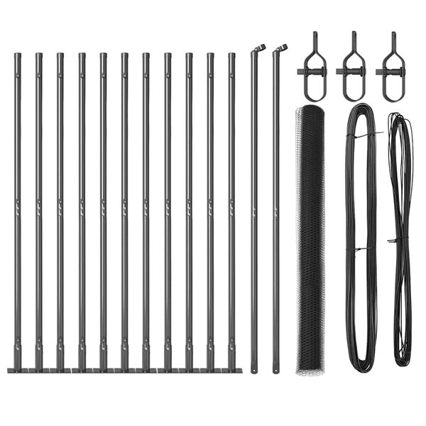 vidaXL Afrasteringspaal Grijs 25 x 1,6 m (25 mm gaas) Staal en PVC
