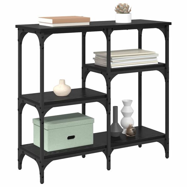 vidaXL Wandtafel met plank Zwart Eiken 80 x 29 x 75 cm Bewerkt hout