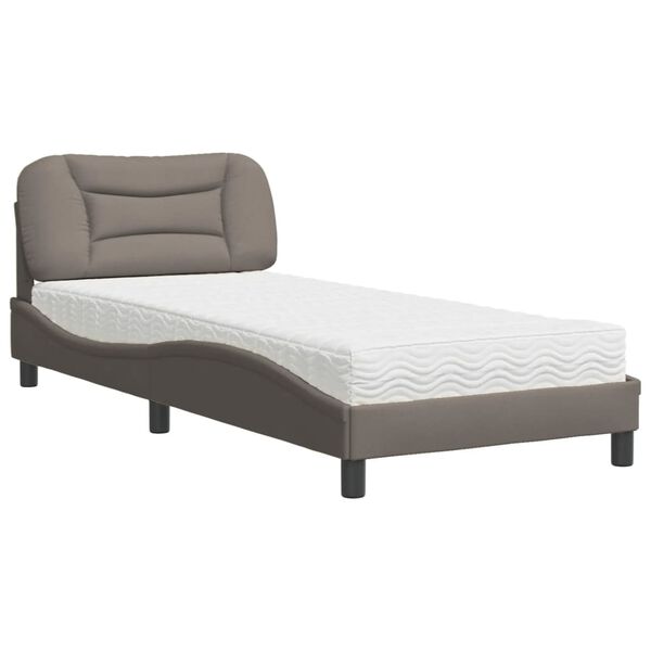 vidaXL Bed met matras "Hvar" stof taupe 90x190 cm