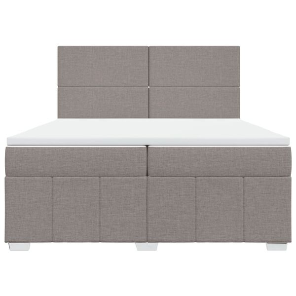 vidaXL Boxspring met matras stof taupe 200x200 cm