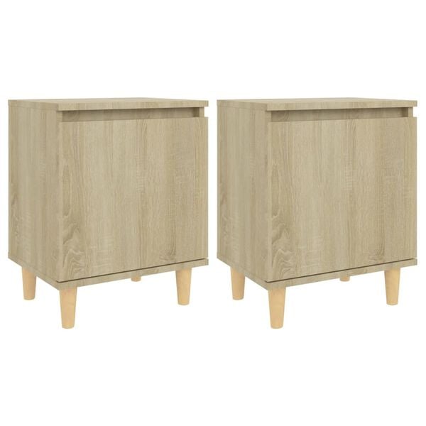 vidaXL Nachtkastjes 2 st met houten poten 40x30x50 cm sonoma eiken