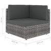 vidaXL 10-delige Loungeset met kussens poly rattan grijs
