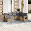 vidaXL 7-delige Loungeset met kussens poly rattan beige